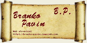 Branko Pavin vizit kartica